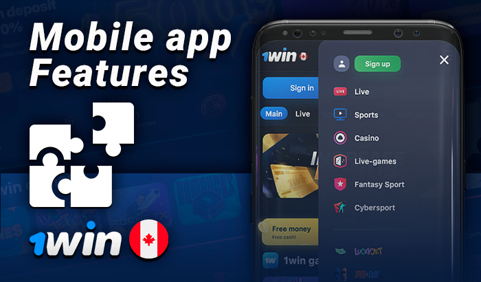 About 1Win mobile app features - Sports Betting, Casino lobby, Payments 