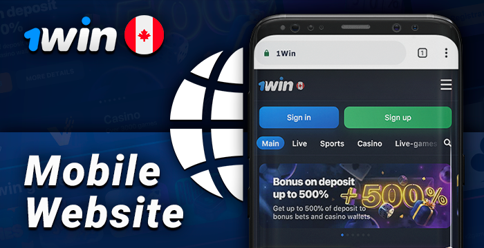 A mobile browser-based version of the 1Win website for Canadian players