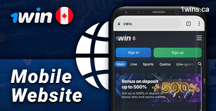 A mobile browser-based version of the 1Win website for Canadian players