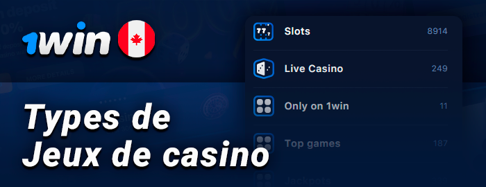 Types de jeux de casino sur le site 1Win 