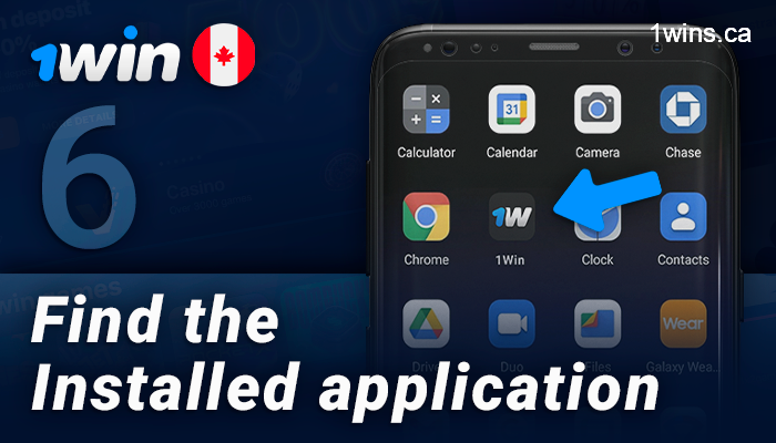 Find the installed 1Win app on your android
