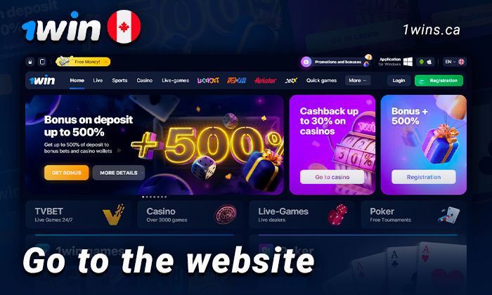 Visit the site of 1Win Canada betting company
