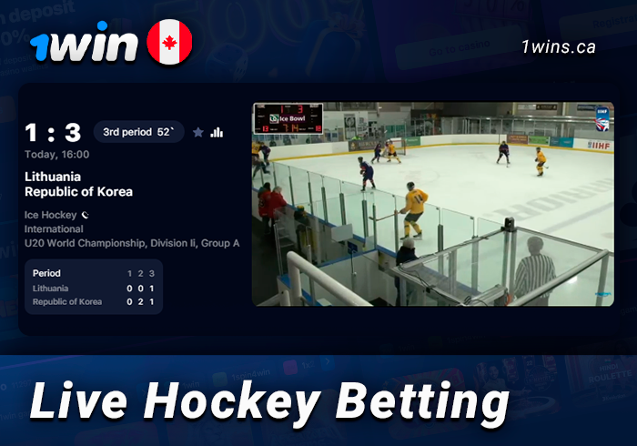 Live hockey betting at 1Win bookmaker 
