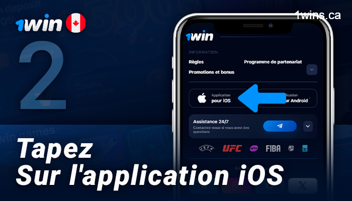 Cliquez sur le bouton de téléchargement ios de 1Win