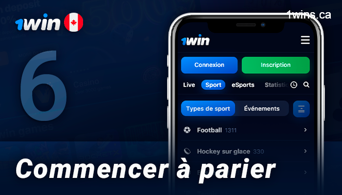 Placez vos paris dans l'application 1Win sur iPhone