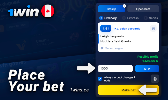 Place a rugby bet with a coupon at 1Win