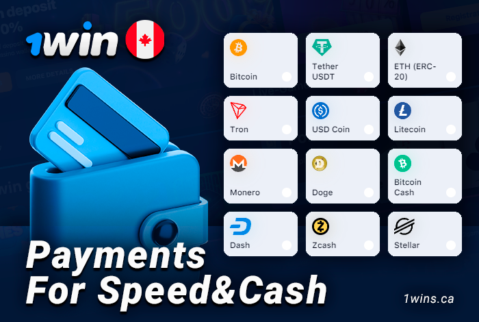 Payment methods on 1Win for Speed and Cash crash game