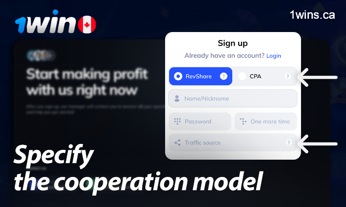 Specify the model of cooperation on 1win: Revenue Share or CPA