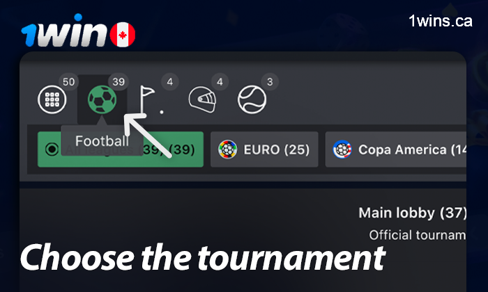 Select a tournament or an individual Fantasy Sport match on 1win