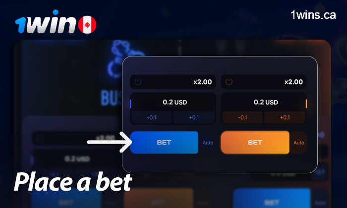 Start a game or place a bet at 1win