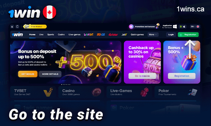 Go to and register with 1Win Canada