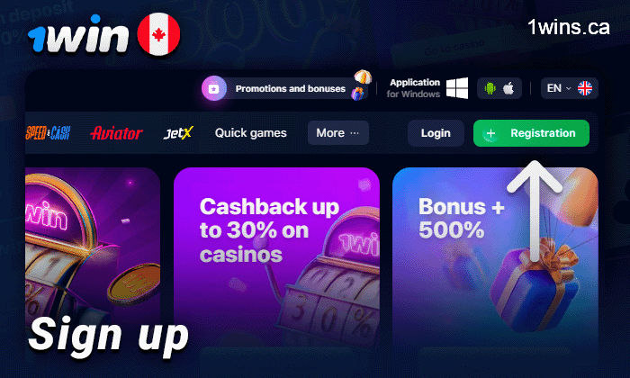 Create a new account at 1Win Canada