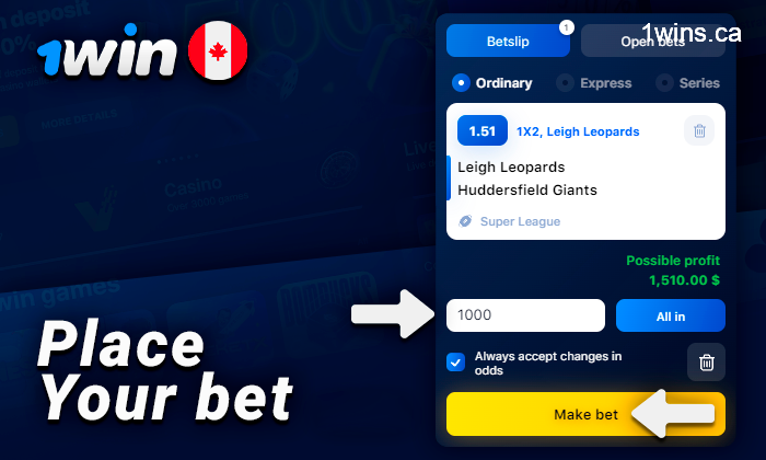 Place a rugby bet with a coupon at 1Win