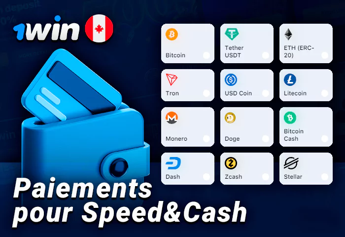 Méthodes de paiement sur 1Win for Speed et Cash crash game